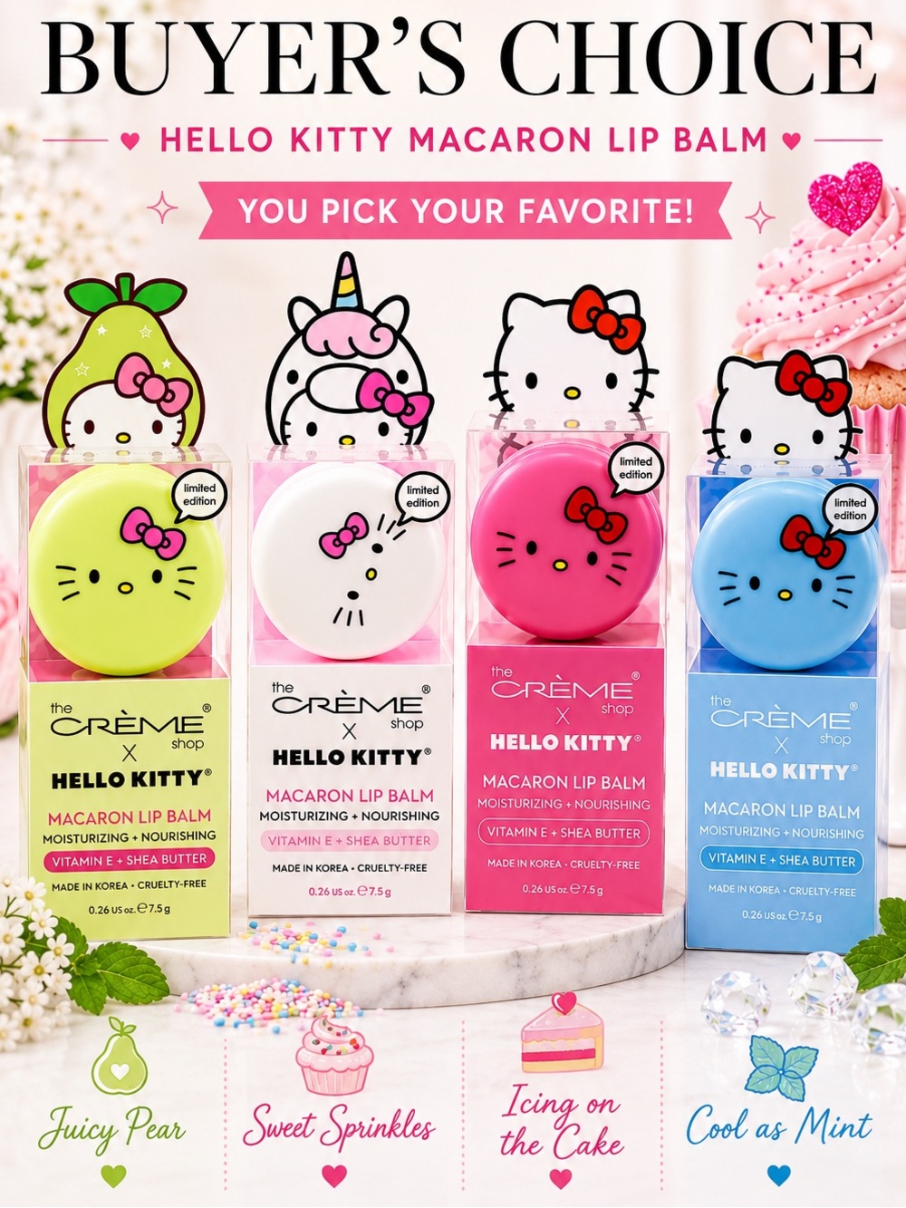 The Crème Shop x Hello Kitty Macaron Lip Balm – Buyer’s Choice – Limited Edition